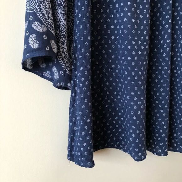 ANGIE Multi Pattern Blue Tunic Top - Picture 3 of 6